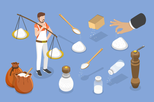 盐粉收集的三维等距平面矢量插图图片下载