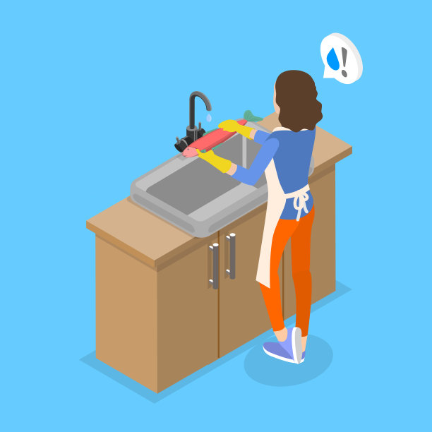 烹饪卫生的三维等距平面矢量插图图片下载