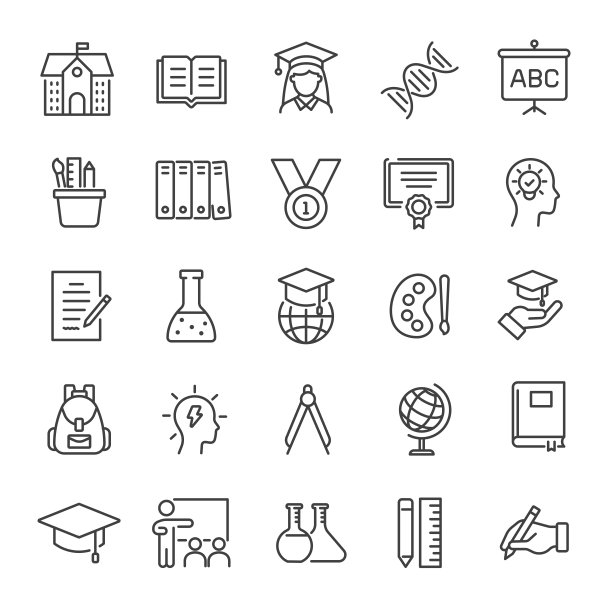 教育细线图标集合。可编辑的中风。网站营销设计，logo, app，模板，ui等。矢量插图。图片下载
