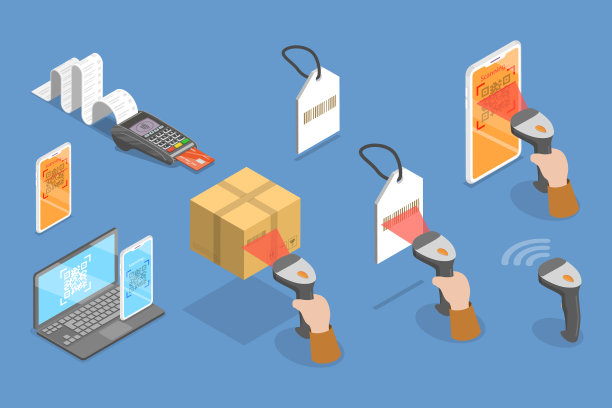 三维等距平面矢量插图的智能手机条码扫描应用程序图片下载