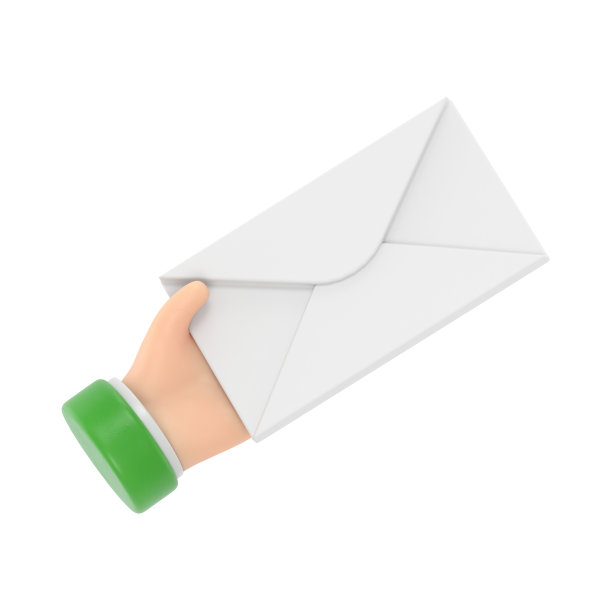 手里拿着信封。电子邮件消息概念，发送。邮差给了一封信。传递消息。3D插图平面设计。电子邮件,信件。白色背景的3D渲染。图片下载
