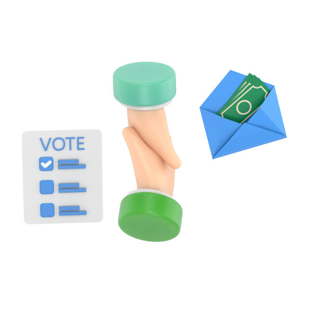 卡通手势图标模型。3d手把选票放在投票箱。选举、投票、去投票、公民参与投票的概念。白色背景的3D渲染。图片下载