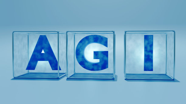 立方体上的字母AGI代表人工通用智能。图片下载