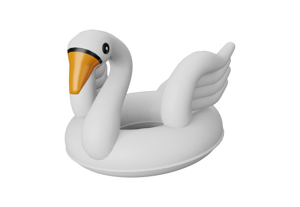 三维插图橡胶游泳环形状的白天鹅孤立在白色的背景图片下载