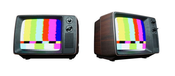 老式电视孤立在白色背景上，图片下载