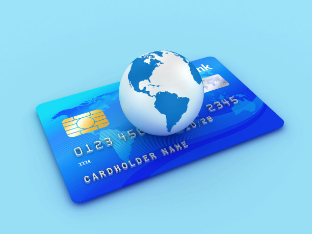 带信用卡的全球地图图片下载