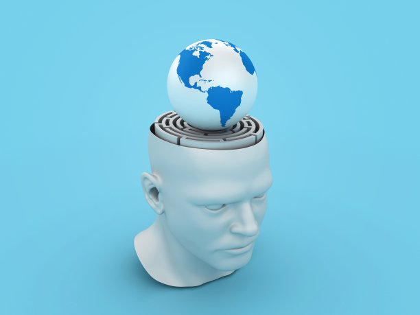 迷宫和头部的全球世界地图图片下载