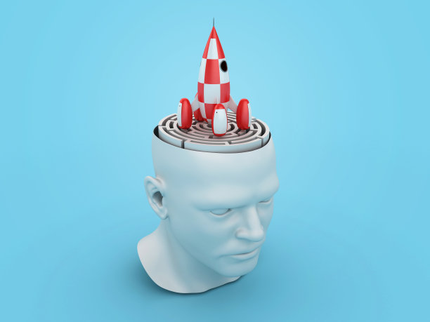 复古火箭在迷宫和头部图片下载