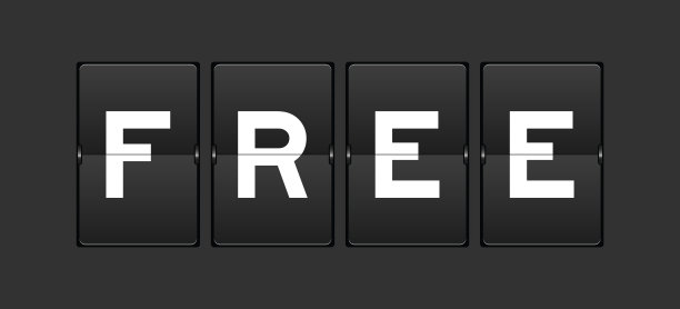 黑色模拟翻转板与文字自由灰色背景图片下载