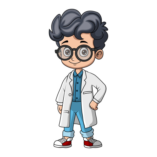 可爱的卡通男孩穿着科学家的服装图片下载