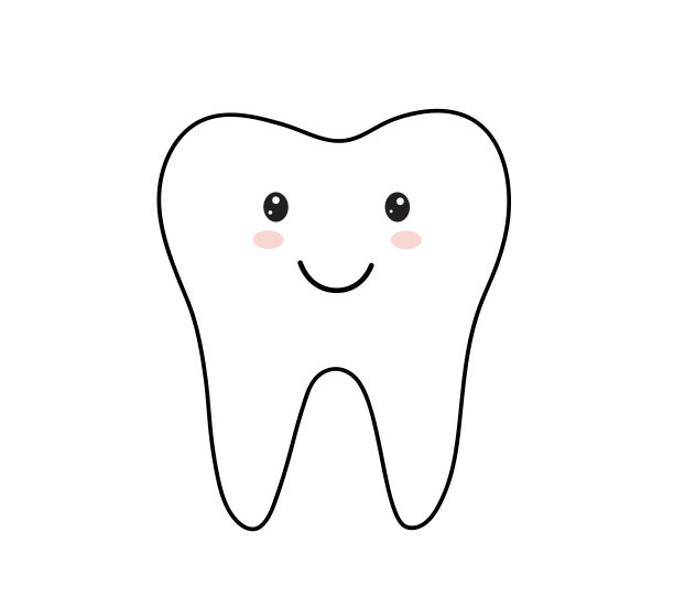 微笑的牙齿。萌牙卡通人物。牙齿清洁健康。牙科的象征。矢量图图片下载