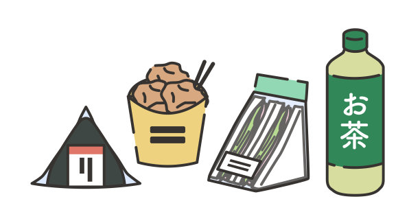 便利商店出售的标准产品的插图图片下载