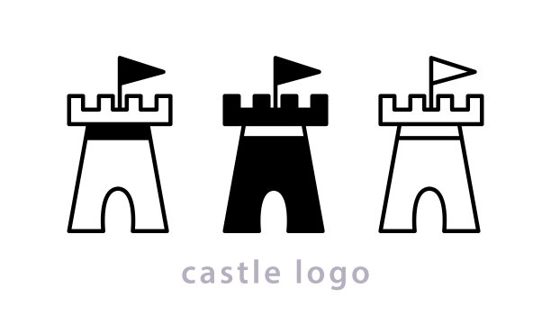城堡堡垒塔标志矢量插图图片下载