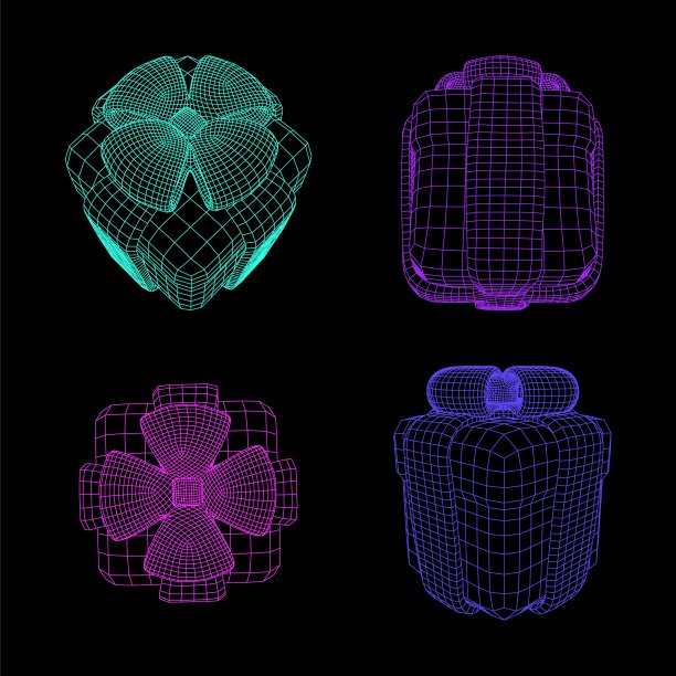 线框礼盒模型集图片下载