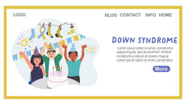 国际唐氏综合症日登陆页。矢量手绘插图。图片下载