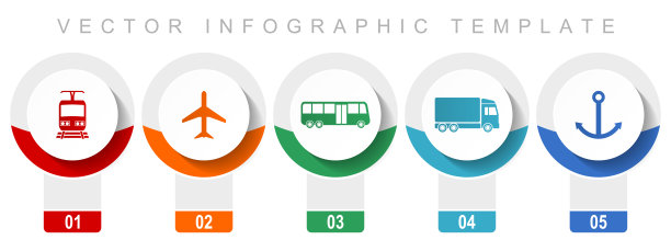 运输图标集，各种矢量图标，如火车，飞机，公共汽车，卡车和锚，现代设计信息图模板图片下载