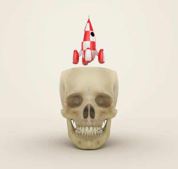 骷髅复古火箭图片下载