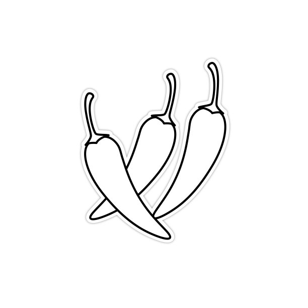 矢量插图三个辣椒形成彩色构图在白色的背景黑色和白色绘图为孩子们学习根据图片上色。图片下载