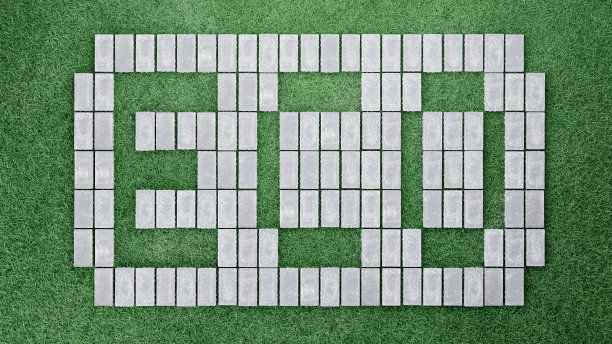 生态草坪标志绿色草坪四周，俯视图图片下载