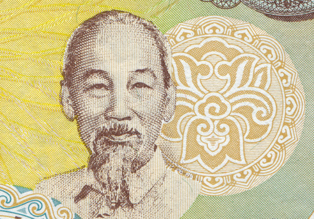 越南货币上的胡志明肖像图案设计图片下载