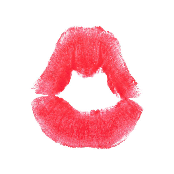 白色背景上孤立的口红吻痕图片下载