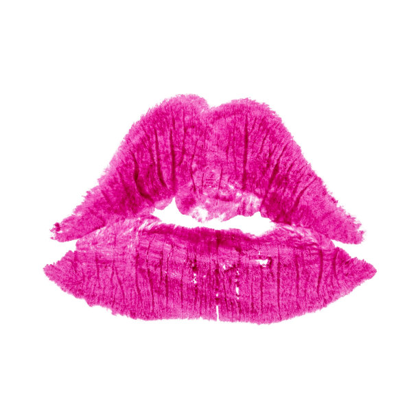 白色背景上孤立的口红吻痕图片下载