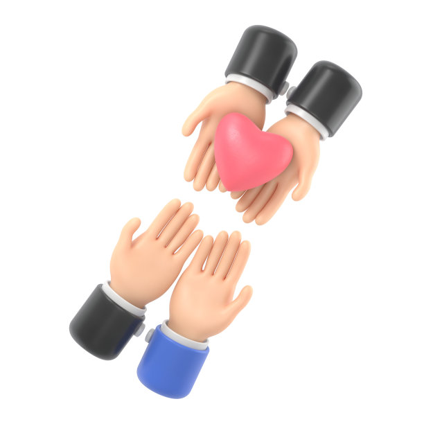 父母和孩子手里捧着红心。情人节的背景。关系、家庭和捐赠概念。卡通创意设计。白色背景的3D渲染。图片下载