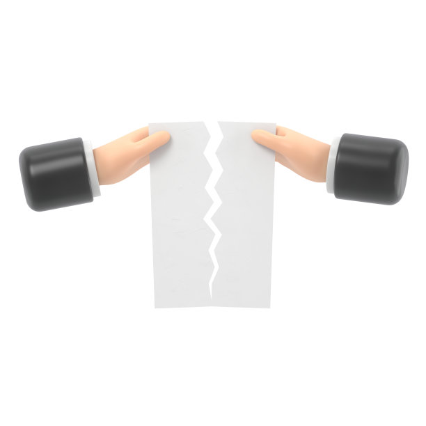 男子双手撕扯着一张白纸。平面设计风格的3D插图。一个商人手里撕破的空白纸张。终止雇佣关系。模板的web项目。图片下载