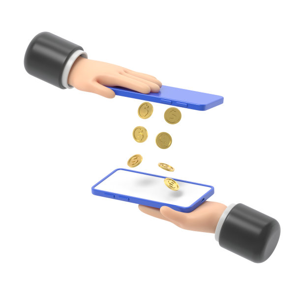 移动支付转账平面3d等距等距金融交易概念web 3d插图。硬币从一个智能手机落在另一个智能手机上。创意人士的收藏。图片下载