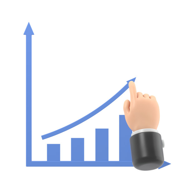 卡通手势图标模型。增长图概念。商人画了一张财务增长图表。三维插图平面设计。利润股票市场。白色背景的3d渲染。图片下载