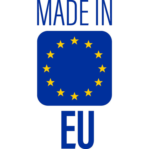 欧盟制造。欧洲的质量。优质的质量。欧洲产品标签，贴纸。矢量平面图标图片下载