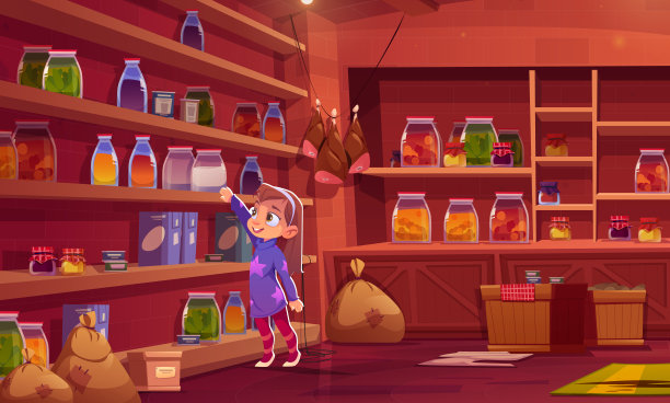 地下室储藏室里的小女孩图片下载