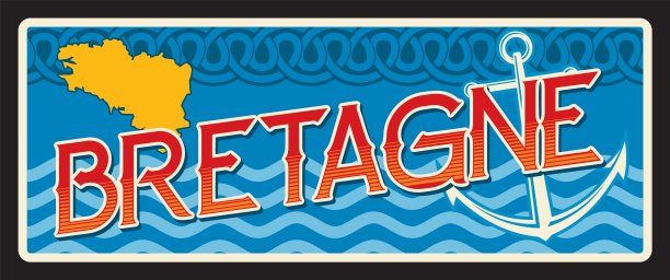布列塔尼法国公社，旧旅行板图片下载