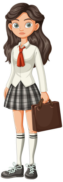 穿制服的女孩拿着公文包图片下载