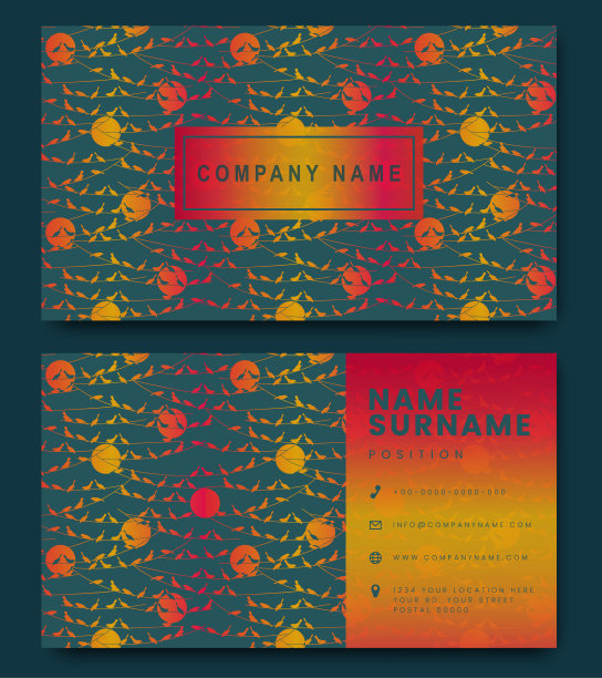 优雅的现代名片模板豪华设计。动物梯度设计模板。图片下载