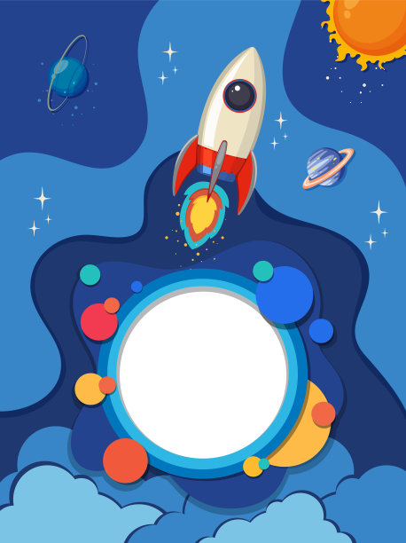 火箭发射与行星和恒星的背景图片下载