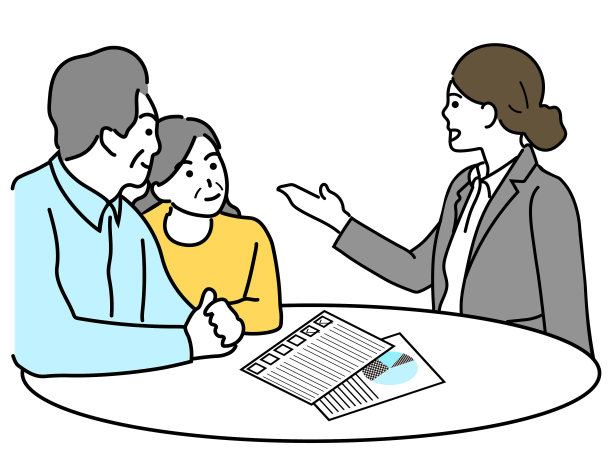 一对高级夫妇和一位女顾问的插图图片下载