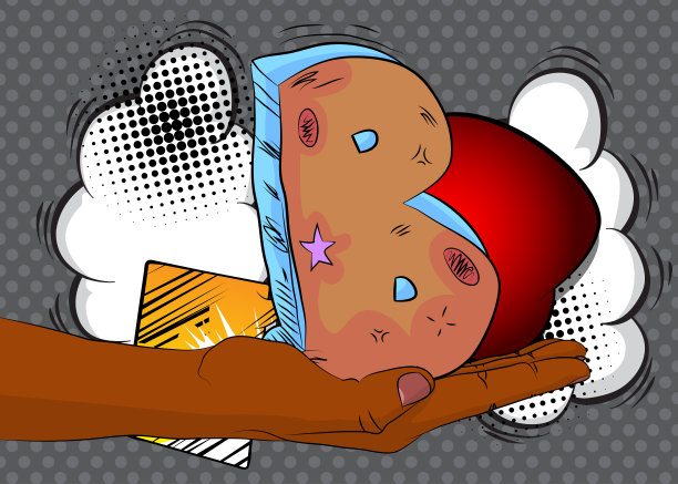 漫画，漫画人的手握字母b复古矢量漫画波普艺术设计。图片下载