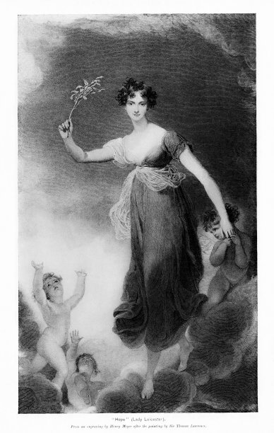 乔治安娜·玛丽亚·莱斯特肖像，象征希望，19世纪英国历史与文化图片下载