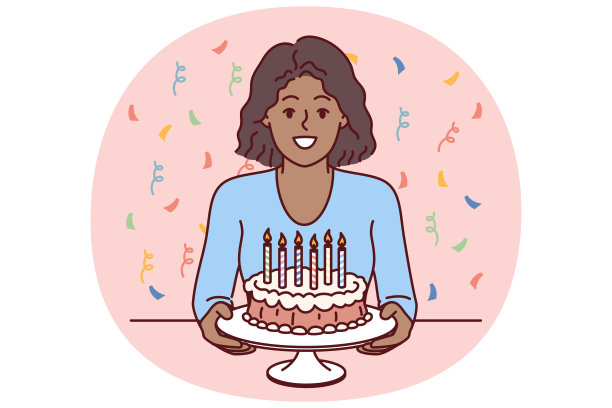 十几岁的女孩手里拿着生日蛋糕微笑着，提出要庆祝节日聚会图片下载