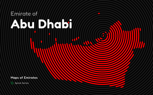 阿布扎比酋长国的圆形螺旋形地图。图片下载