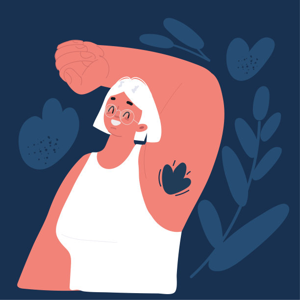 卡通矢量插图的女性毛腋窝，未剃腋下的趋势概念。图片下载