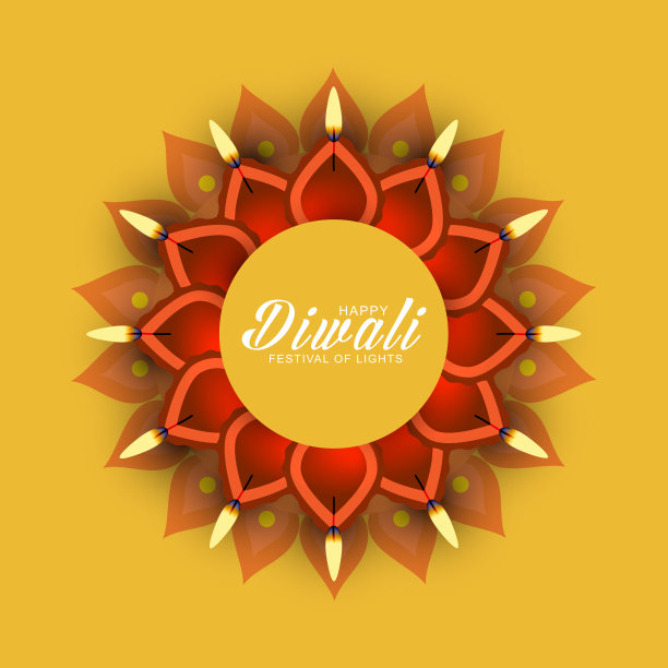 快乐的排灯节背景与油灯图片下载