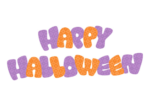 复古流行字体与万圣节的图案。矢量插图。图片下载