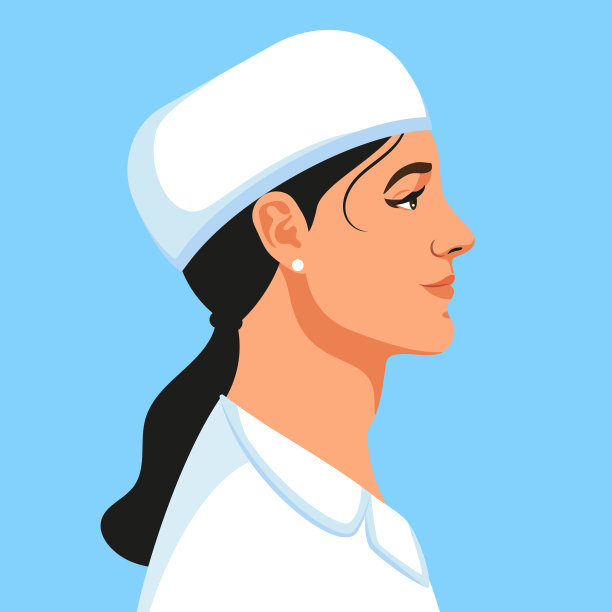 女护士侧面肖像矢量插图图片下载