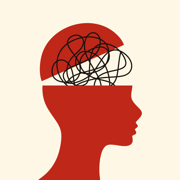 人的头部轮廓与凌乱的线条表现出精神障碍的概念图片下载