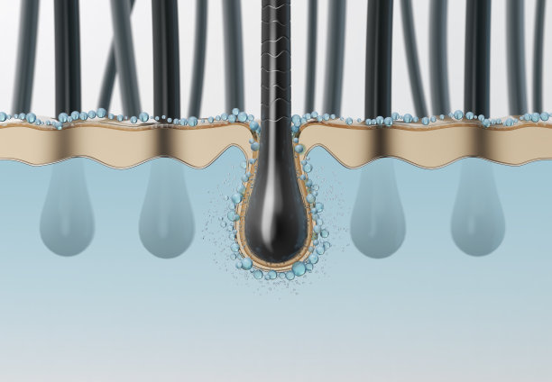 滋养头发的洗发水或油维他命精华。修复受损头发的概念，3d渲染。图片下载