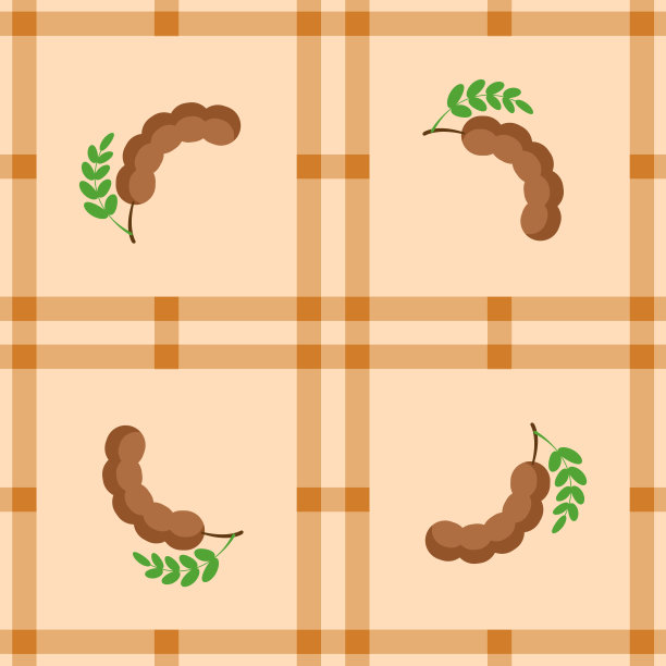 罗望子无缝为图案织物，简单的罗望子可爱重复在方形背景，插图水果图案壁纸图片下载