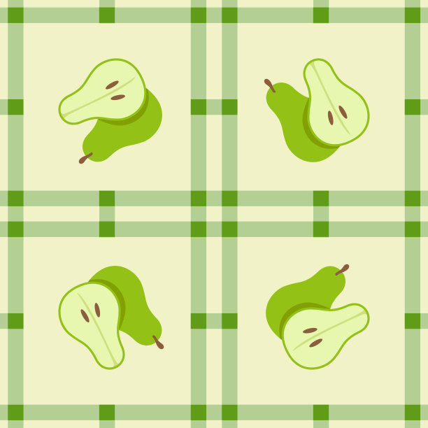 梨果无缝为图案面料，简单的梨果可爱重复在方形背景，插图水果图案壁纸图片下载