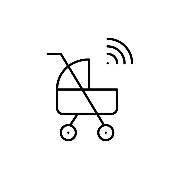婴儿车和wifi标志。智能儿童运输装置，儿童跟踪。像素完美矢量图标图片下载